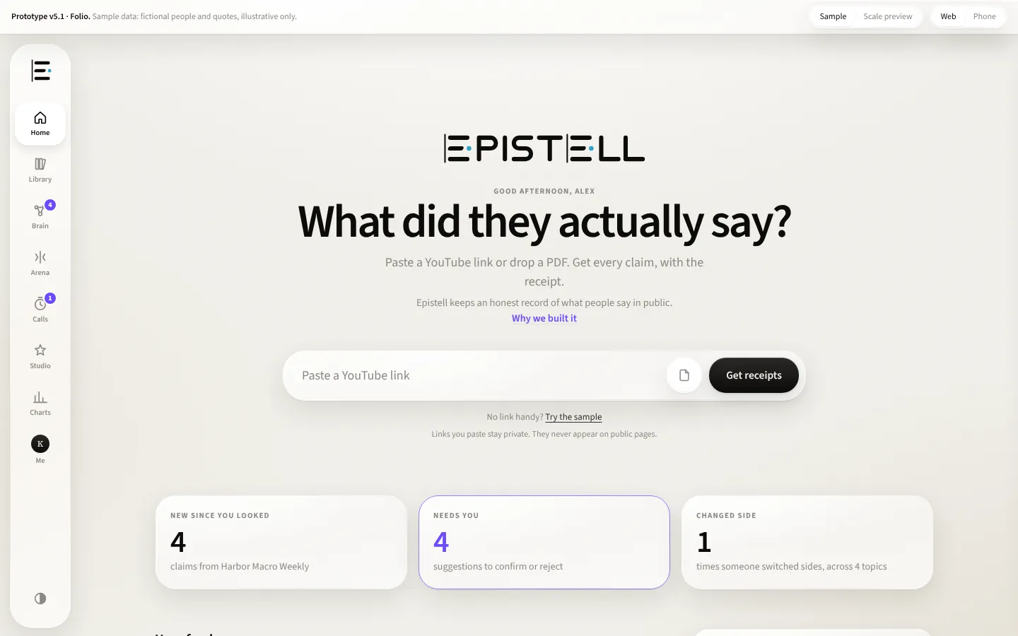 Epistell app prototype